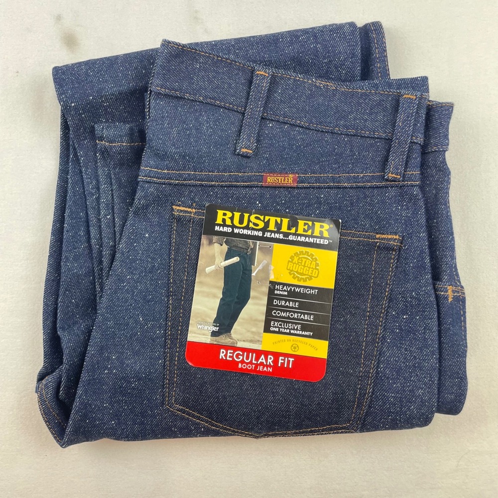 Rustler by Wrangler Mens Regular Fit Bootcut Jeans Dark Indigo 34x32 87620NV